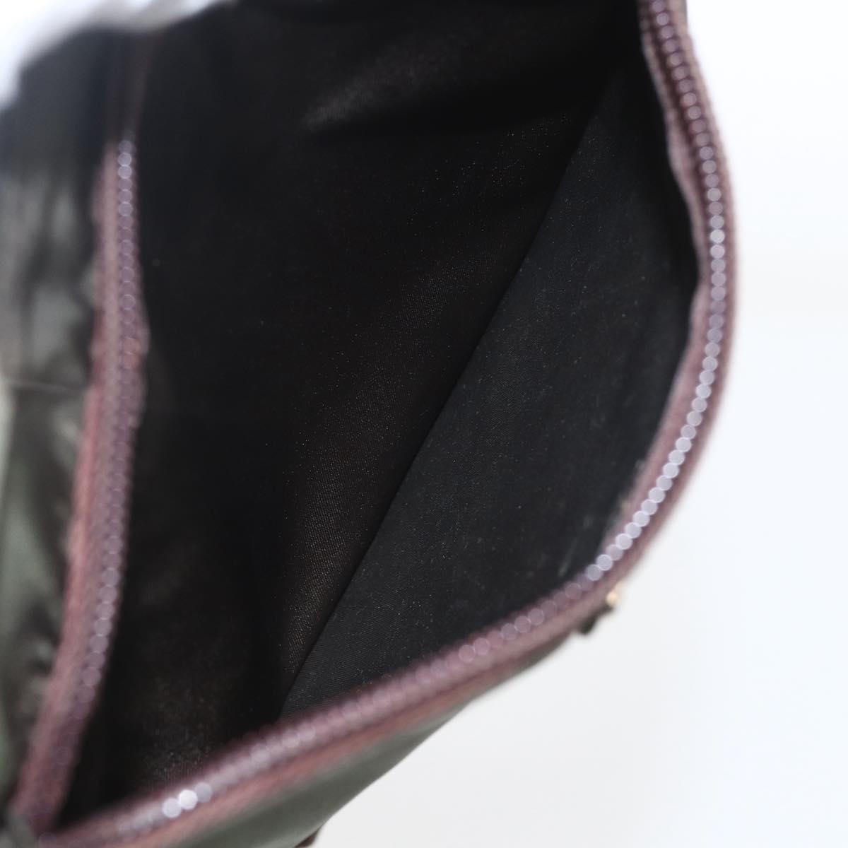 PRADA Shoulder Bag Nylon Khaki Silver Auth 163187