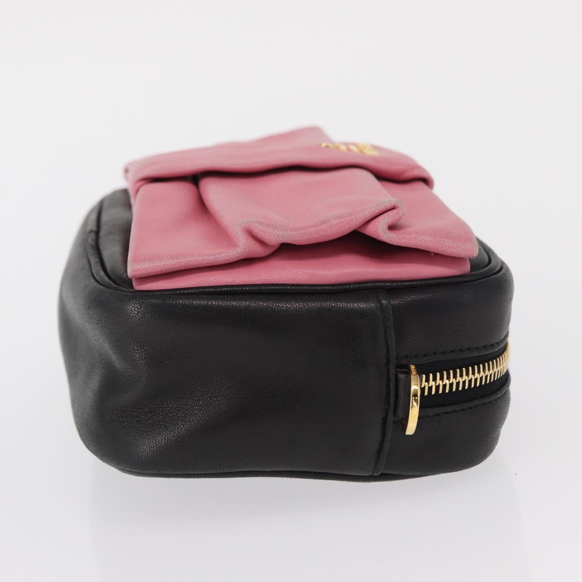 PRADA Shoulder Bag Leather Pink Gold Auth 163191