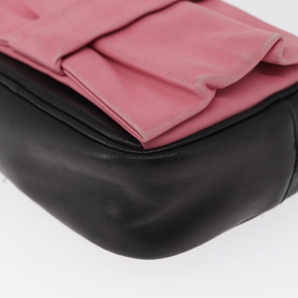 PRADA Shoulder Bag Leather Pink Gold Auth 163191