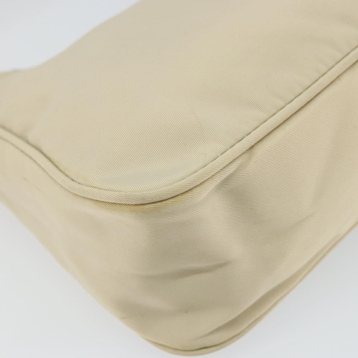 PRADA Hand Bag Nylon Ivory Silver Auth 163192