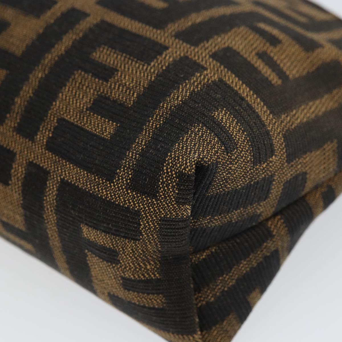 FENDI Zucca Canvas Pouch Black Brown Auth 163196