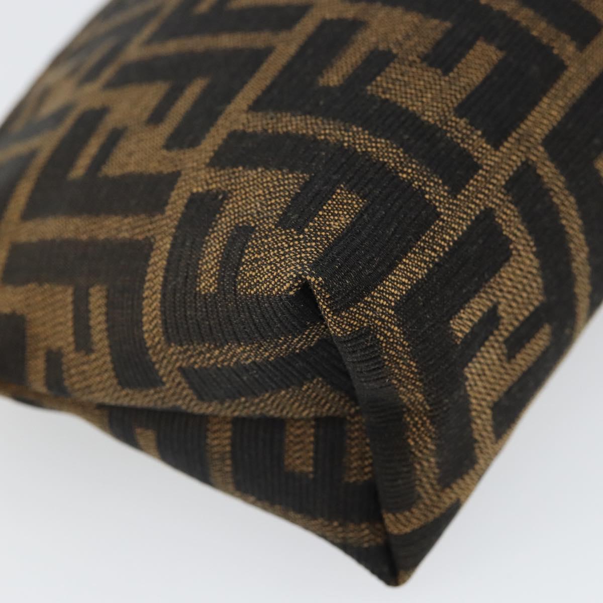 FENDI Zucca Canvas Pouch Black Brown Auth 163196