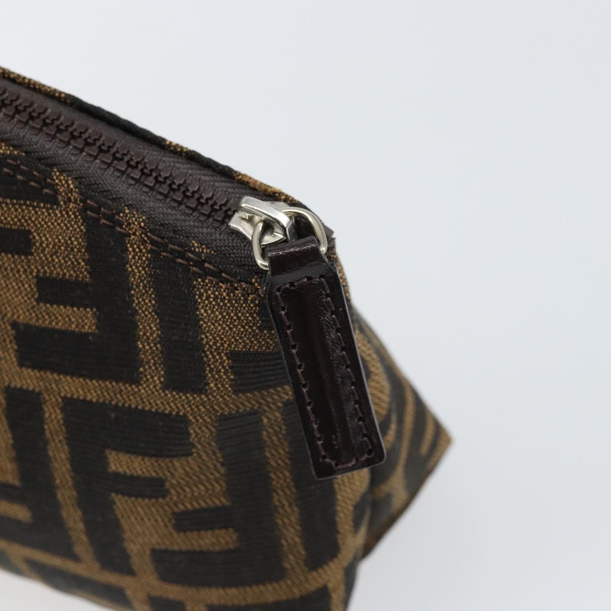 FENDI Zucca Canvas Pouch Black Brown Auth 163196