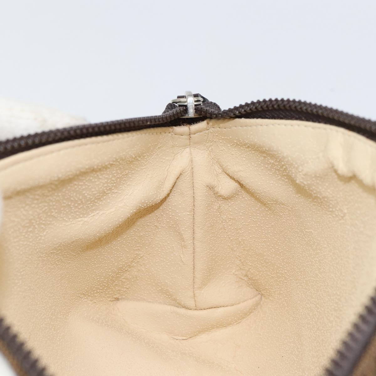 FENDI Zucca Canvas Pouch Black Brown Auth 163196