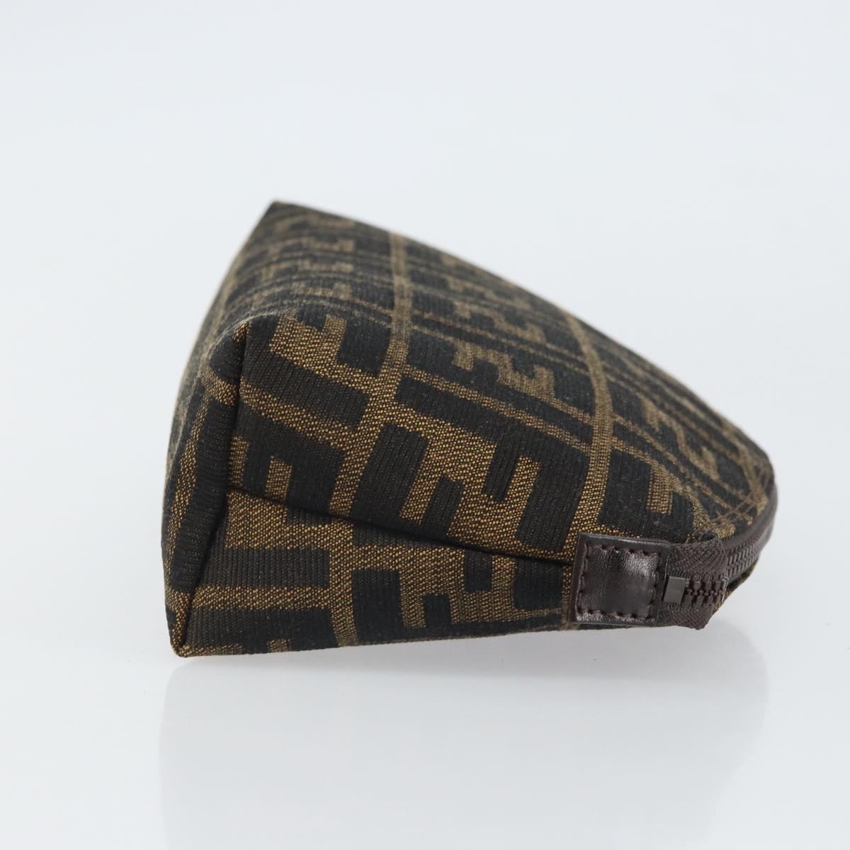 FENDI Zucca Canvas Pouch Black Brown Auth 163196