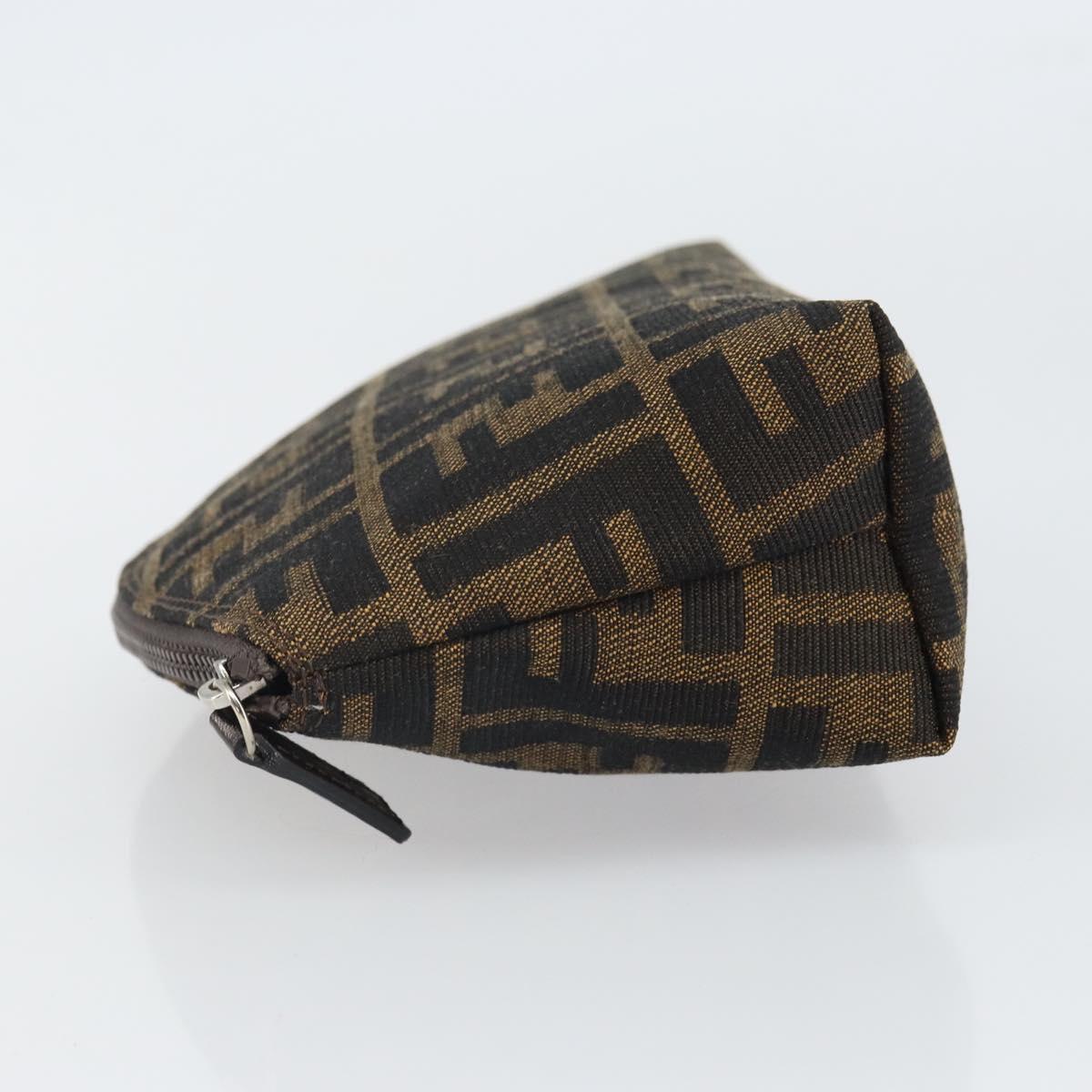 FENDI Zucca Canvas Pouch Black Brown Auth 163196