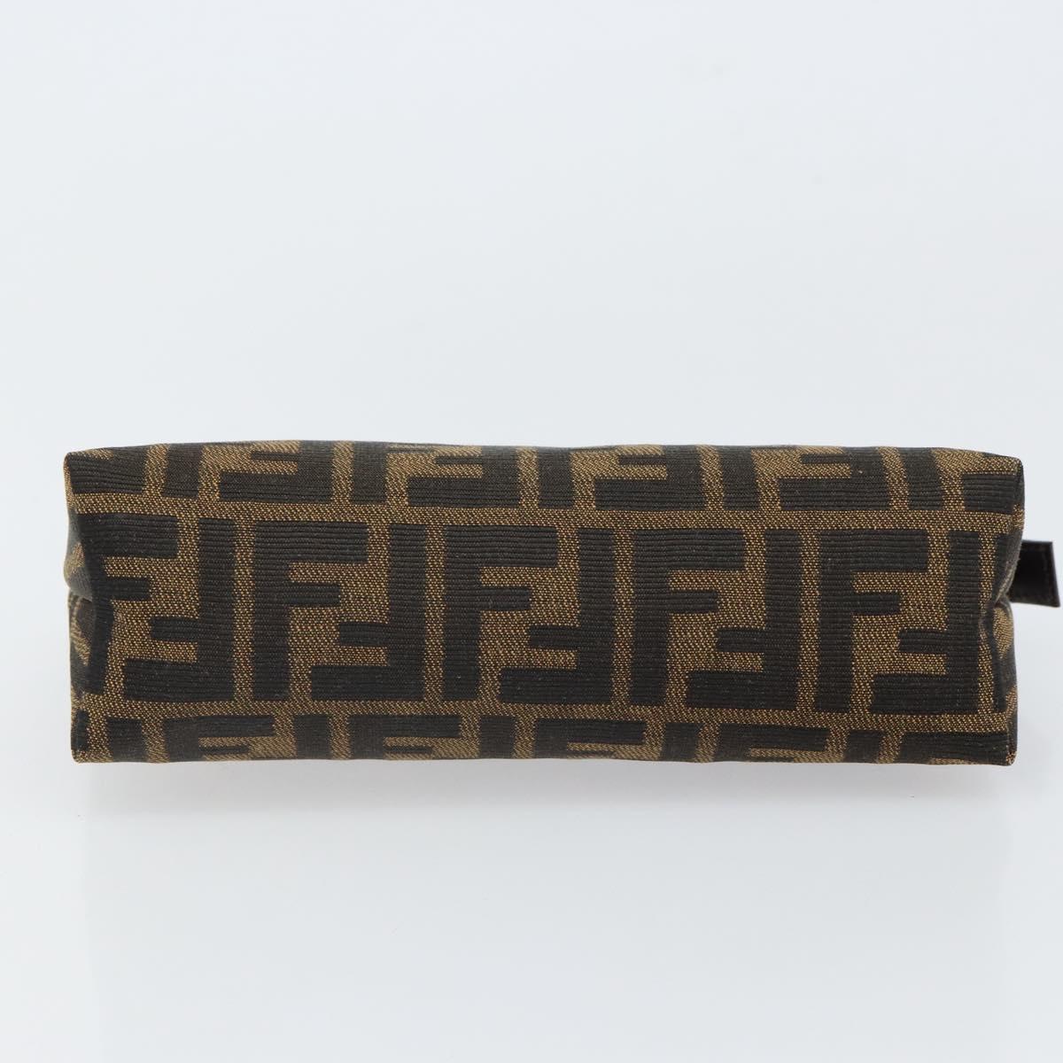 FENDI Zucca Canvas Pouch Black Brown Auth 163196