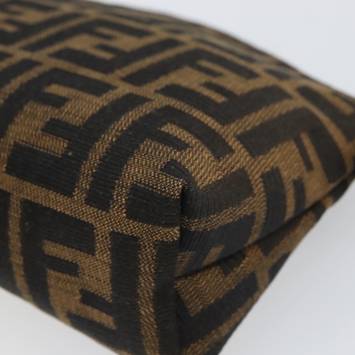 FENDI Zucca Canvas Pouch Black Brown Auth 163196