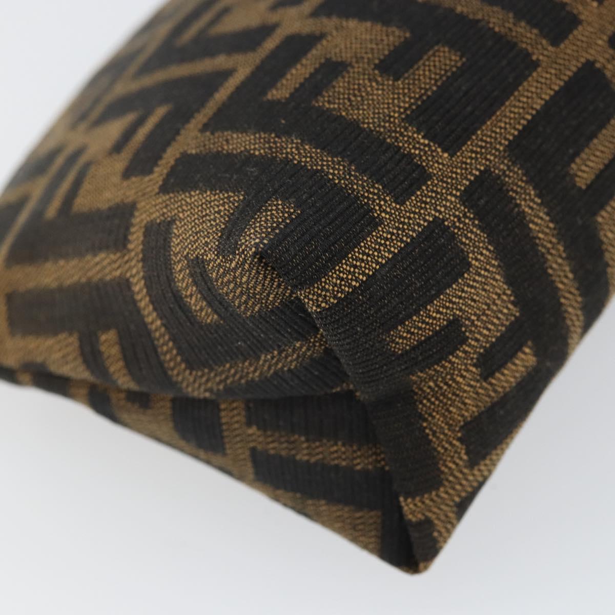 FENDI Zucca Canvas Pouch Black Brown Auth 163196