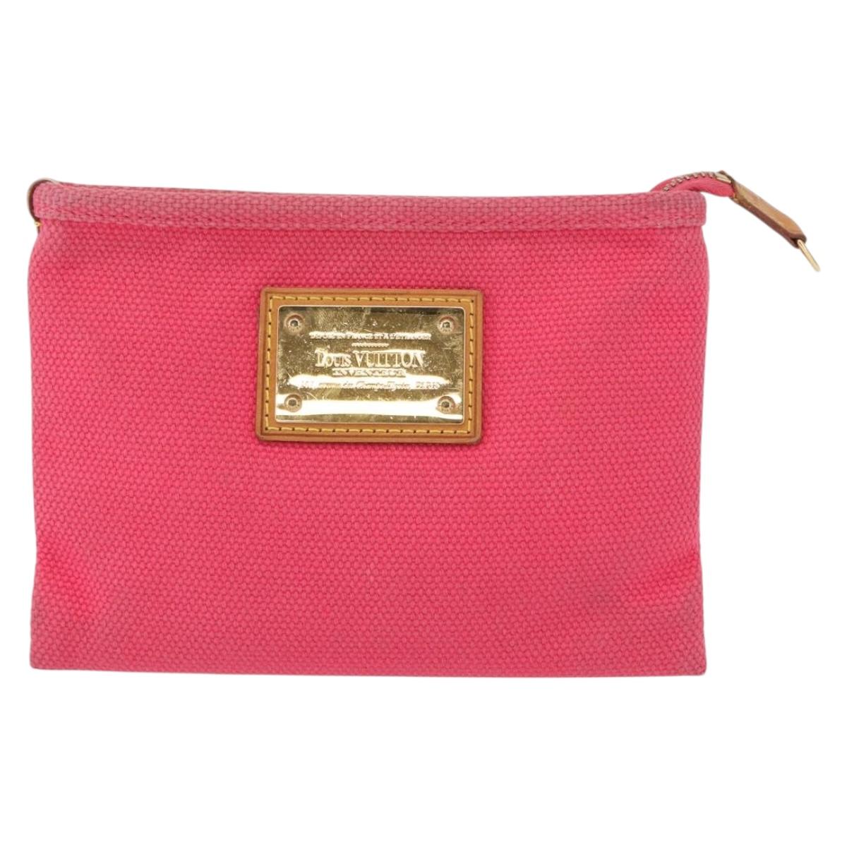 LOUIS VUITTON Antigua Pochette Plat GM Clutch Bag Pink M40065 LV Auth 163197