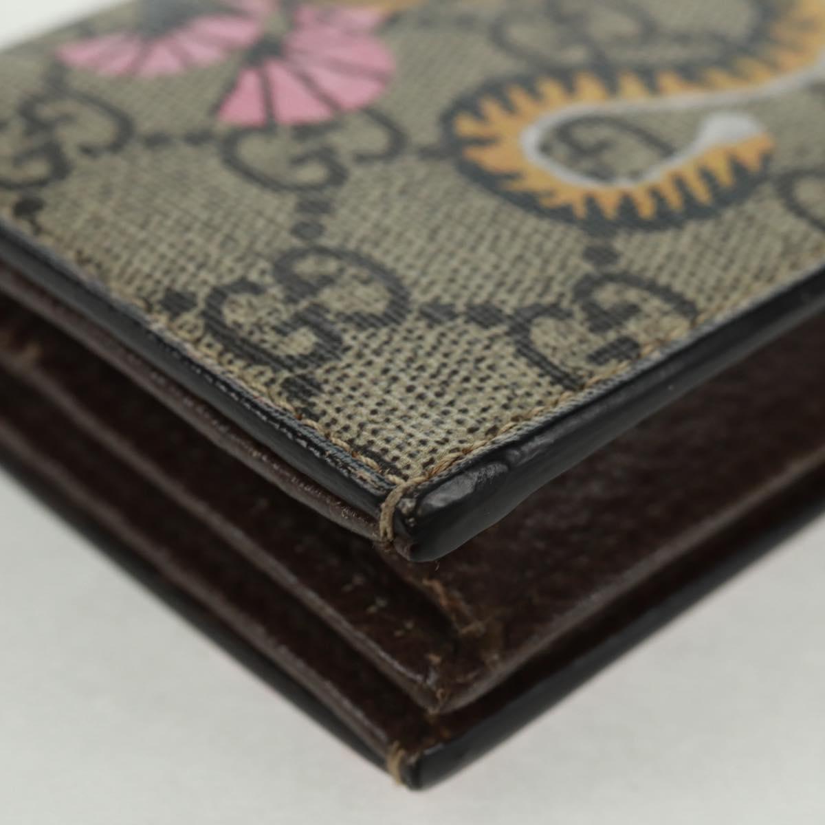 GUCCI GG Supreme Bengal Compact Wallet PVC Beige Gold 452362 Auth 163205M