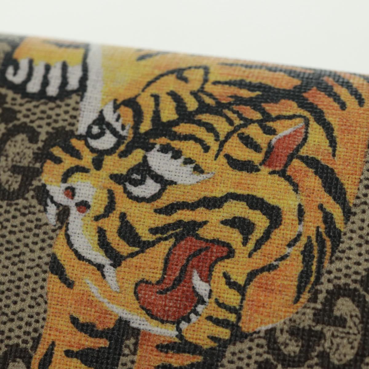 GUCCI GG Supreme Bengal Compact Wallet PVC Beige Gold 452362 Auth 163205M