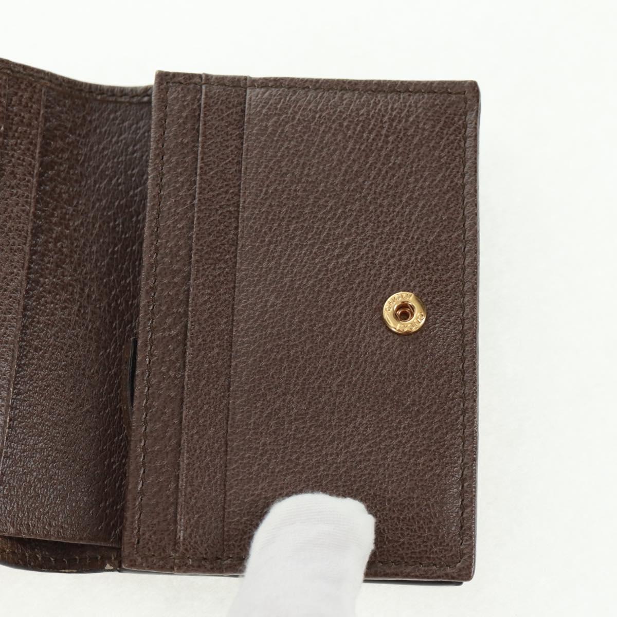 GUCCI GG Supreme Bengal Compact Wallet PVC Beige Gold 452362 Auth 163205M