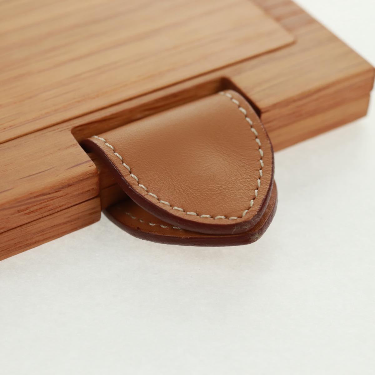 HERMES Photo Frame Wood Beige Auth 163212M