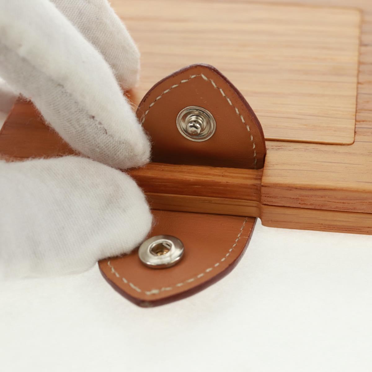 HERMES Photo Frame Wood Beige Auth 163212M