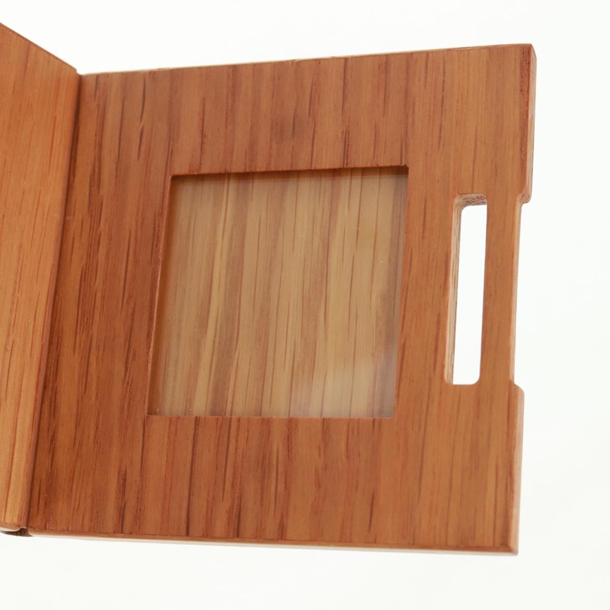 HERMES Photo Frame Wood Beige Auth 163212M