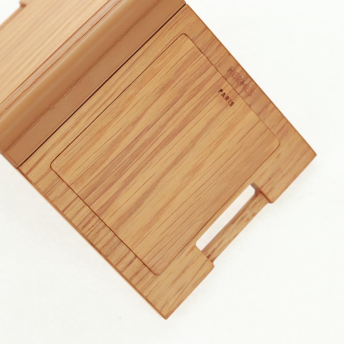 HERMES Photo Frame Wood Beige Auth 163212M