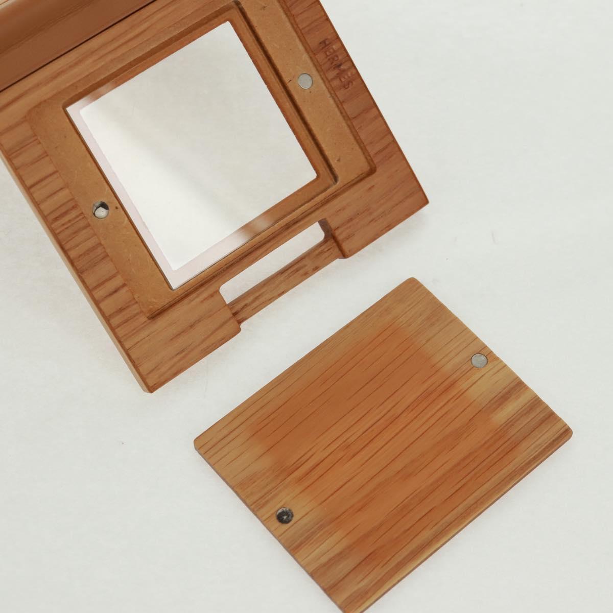 HERMES Photo Frame Wood Beige Auth 163212M