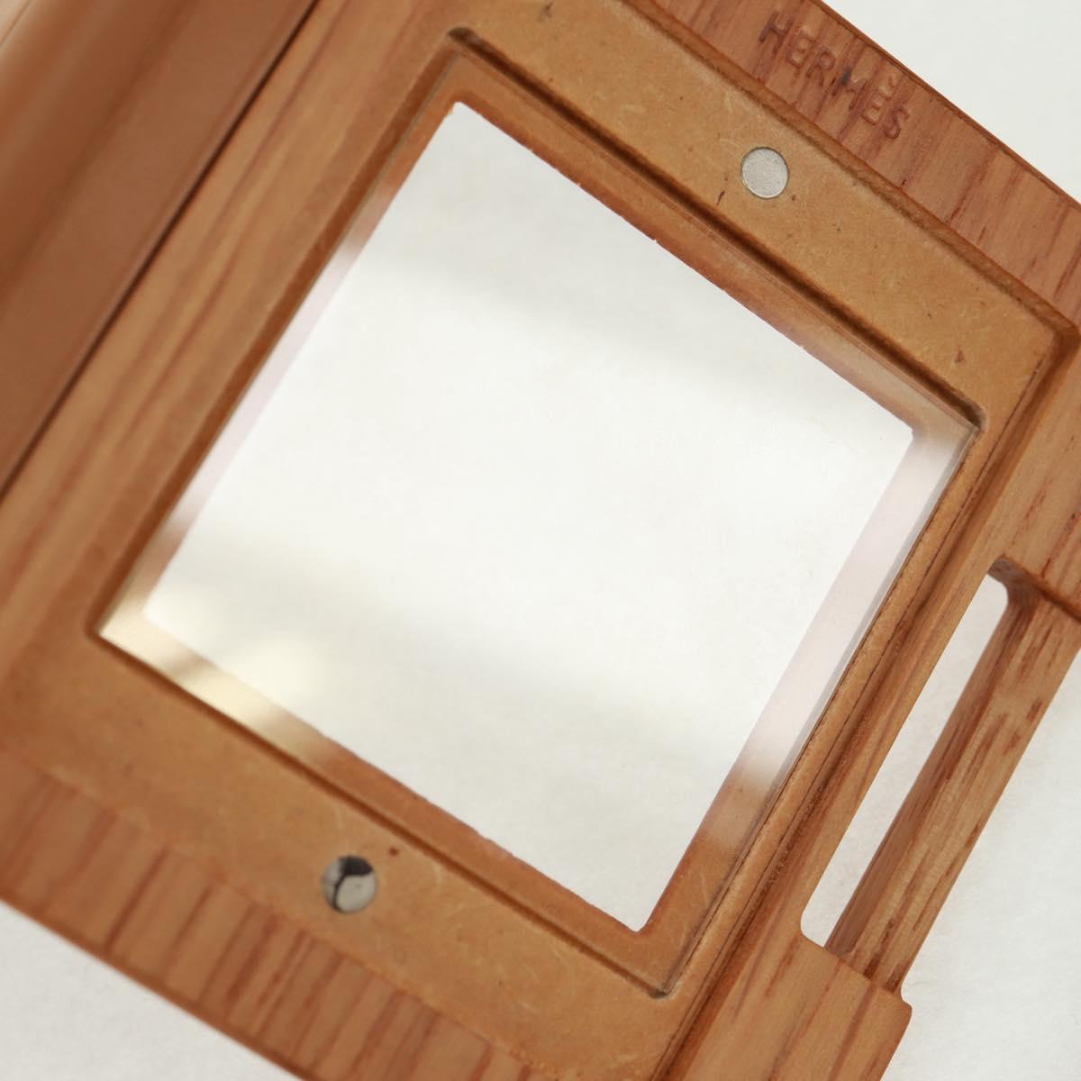 HERMES Photo Frame Wood Beige Auth 163212M