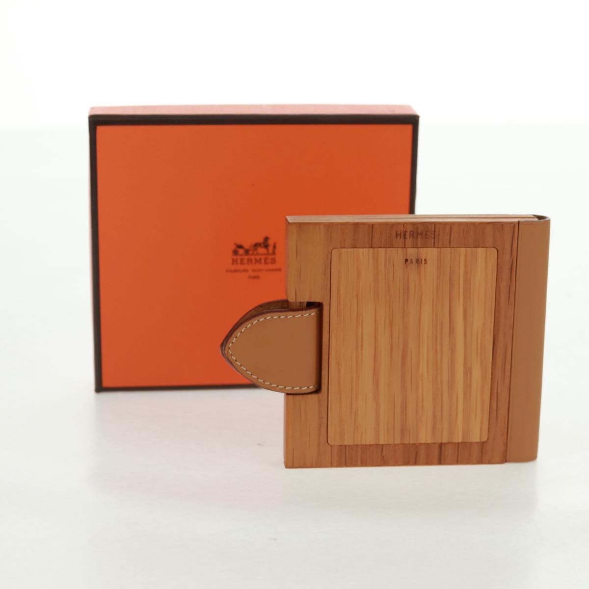 HERMES Photo Frame Wood Beige Auth 163212M