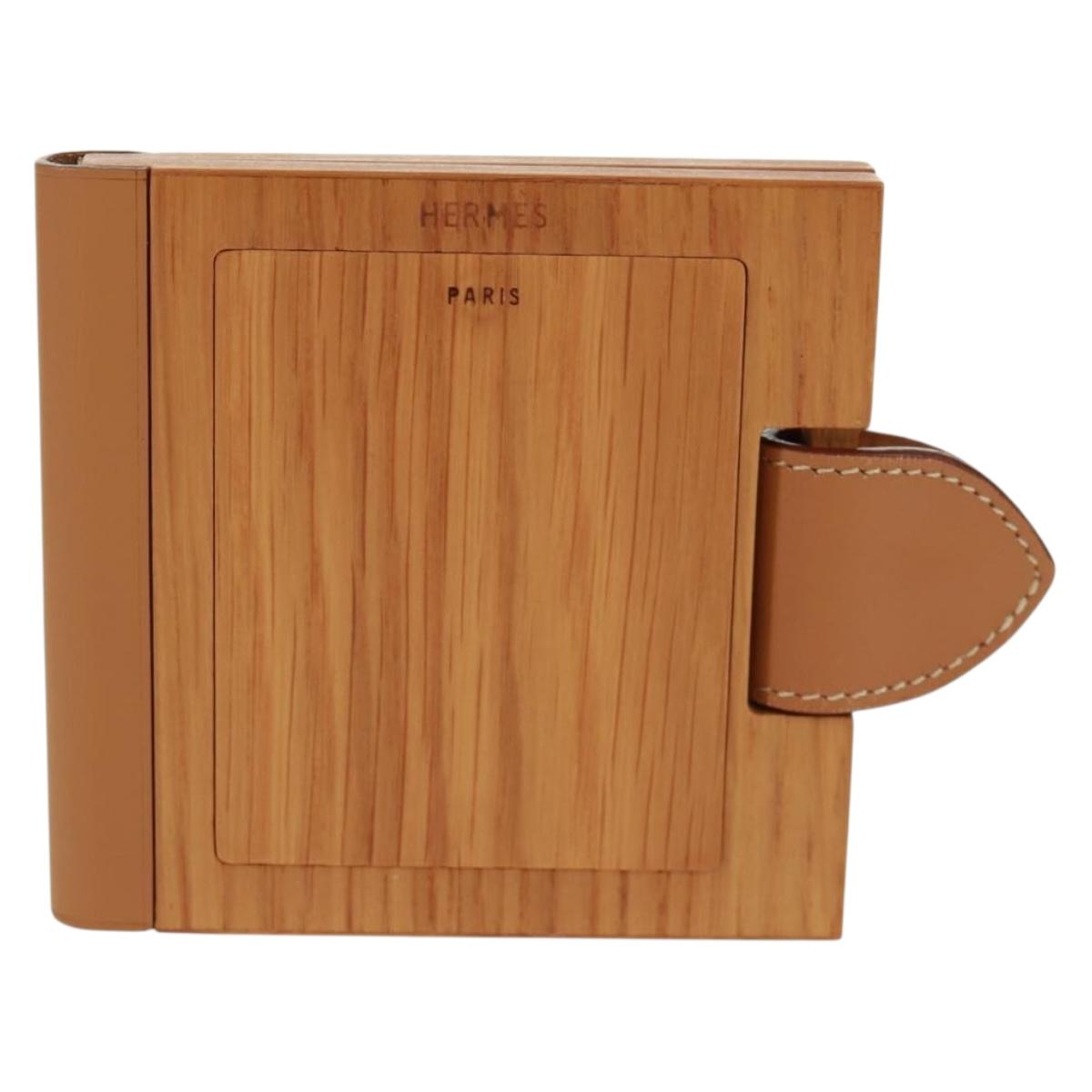 HERMES Photo Frame Wood Beige Auth 163212M