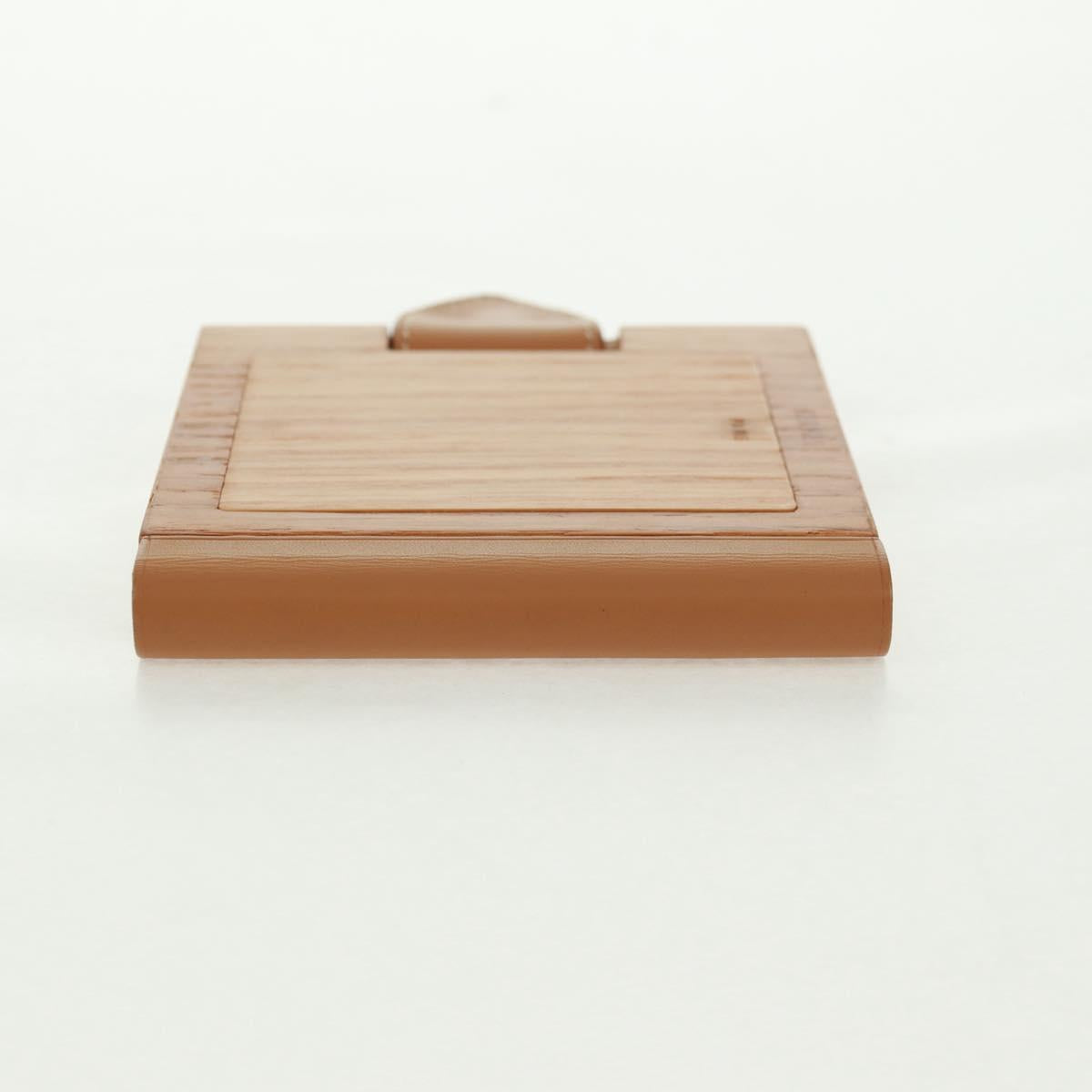 HERMES Photo Frame Wood Beige Auth 163212M