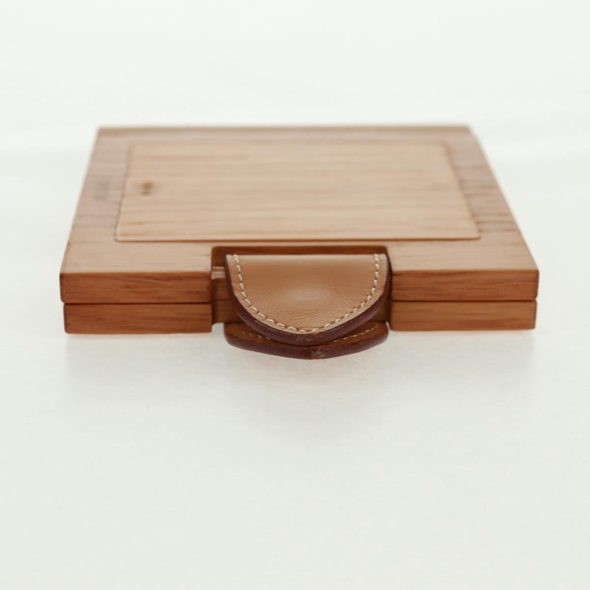 HERMES Photo Frame Wood Beige Auth 163212M