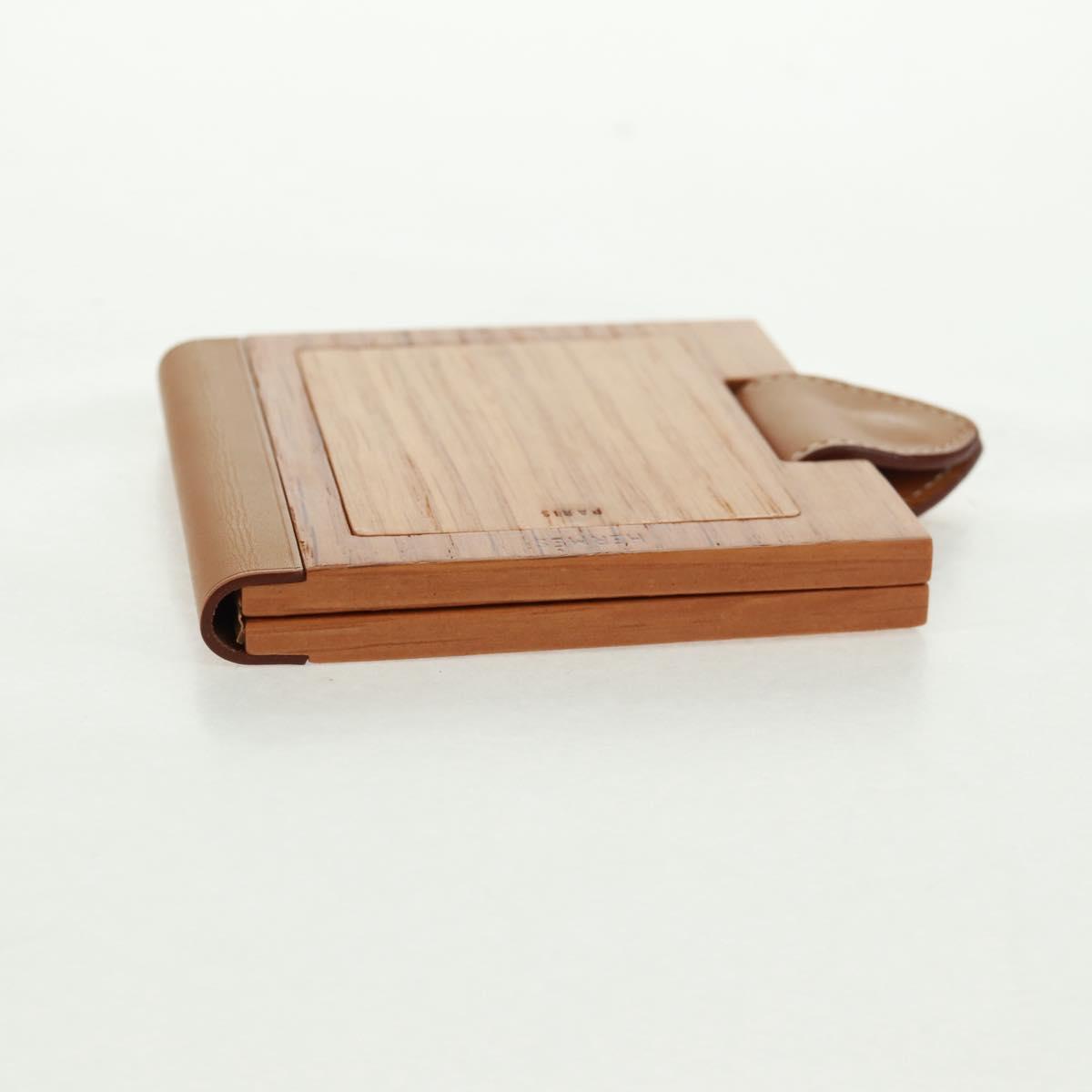 HERMES Photo Frame Wood Beige Auth 163212M