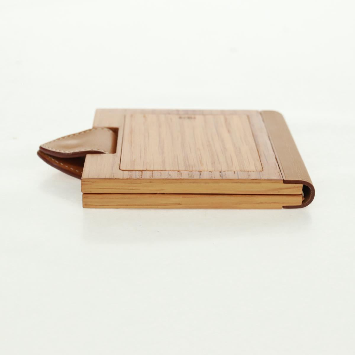 HERMES Photo Frame Wood Beige Auth 163212M