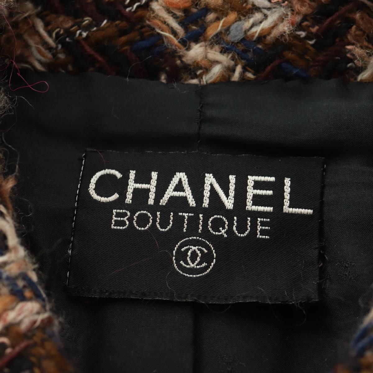 CHANEL Jacket Tweed Black CC Auth 163218SAM