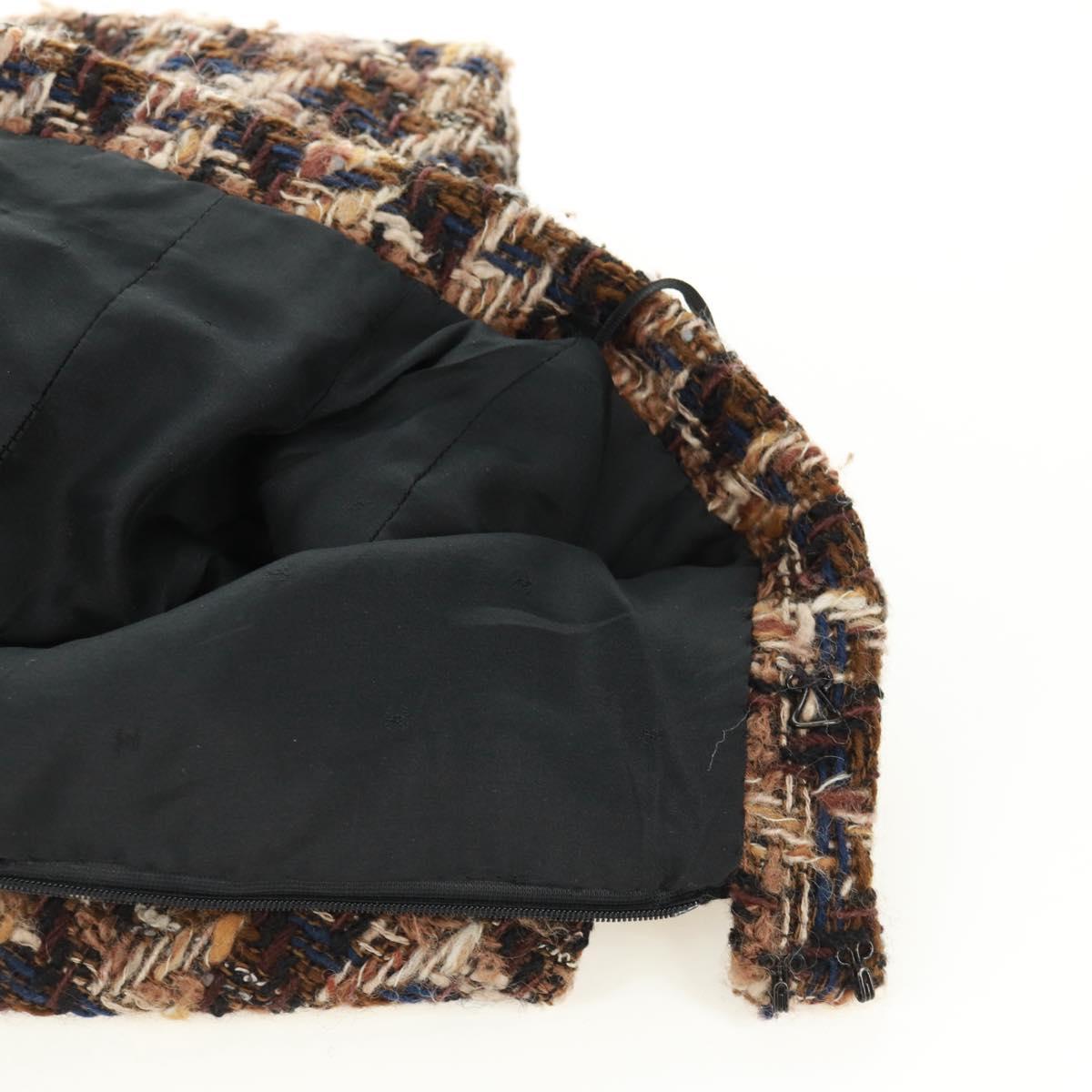 CHANEL Skirt Tweed Black CC Auth 163220