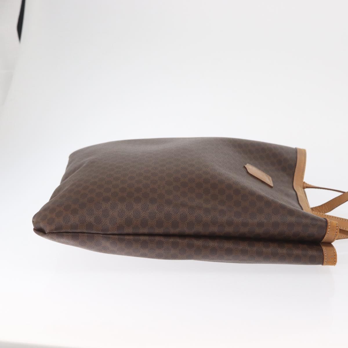 CELINE Macadam Canvas Tote Bag PVC Leather Brown Gold Auth 163231