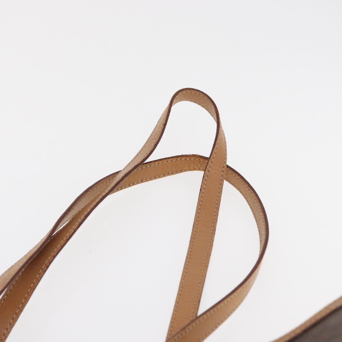CELINE Macadam Canvas Tote Bag PVC Leather Brown Gold Auth 163231