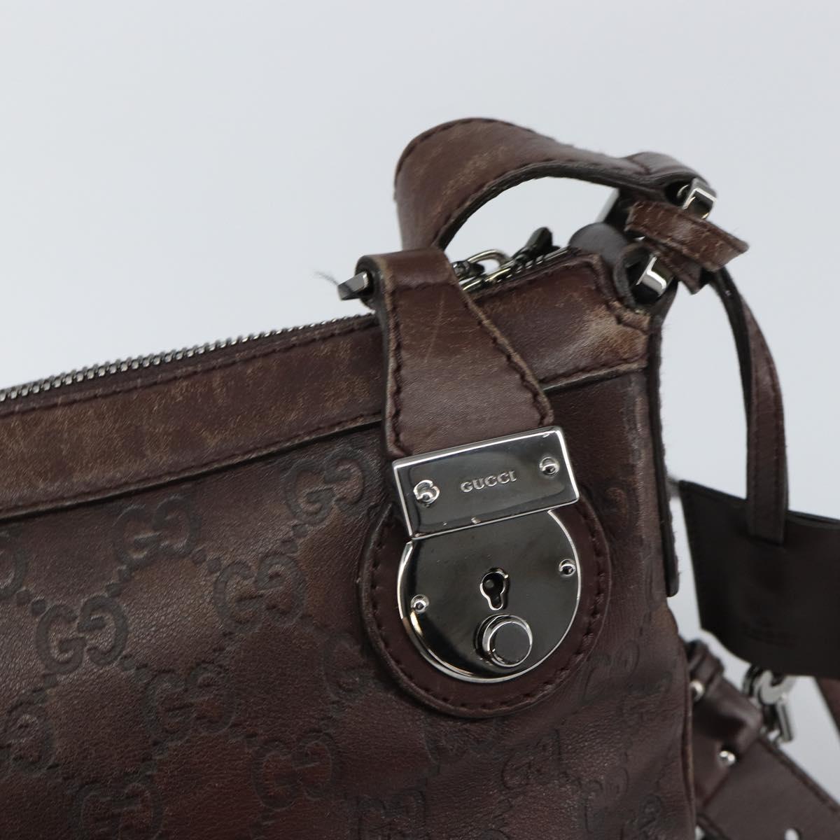 GUCCI GG Canvas Guccissima Shoulder Bag Brown Silver 148476 Auth 163233