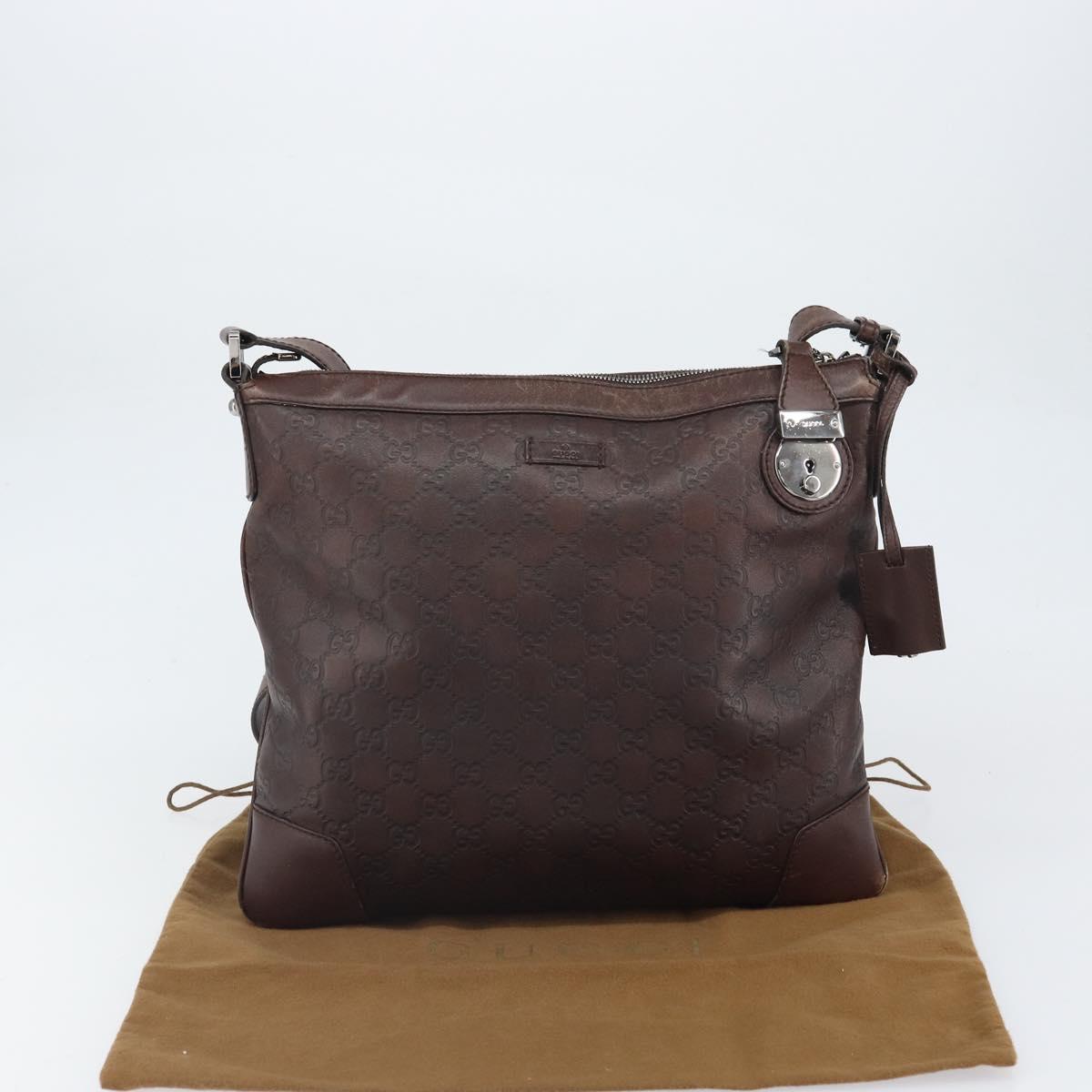 GUCCI GG Canvas Guccissima Shoulder Bag Brown Silver 148476 Auth 163233