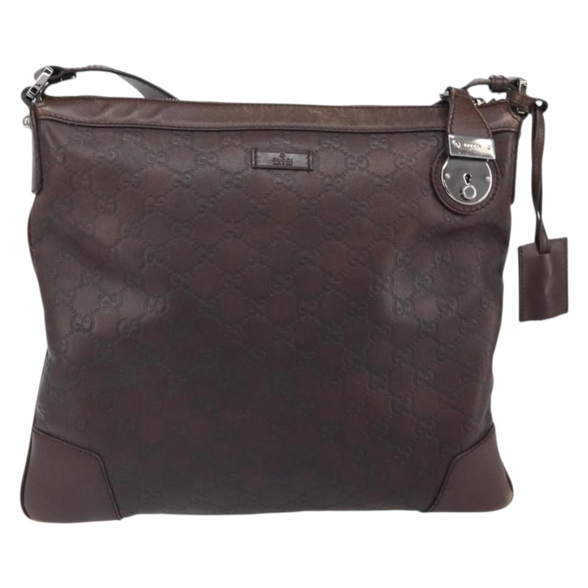 GUCCI GG Canvas Guccissima Shoulder Bag Brown Silver 148476 Auth 163233