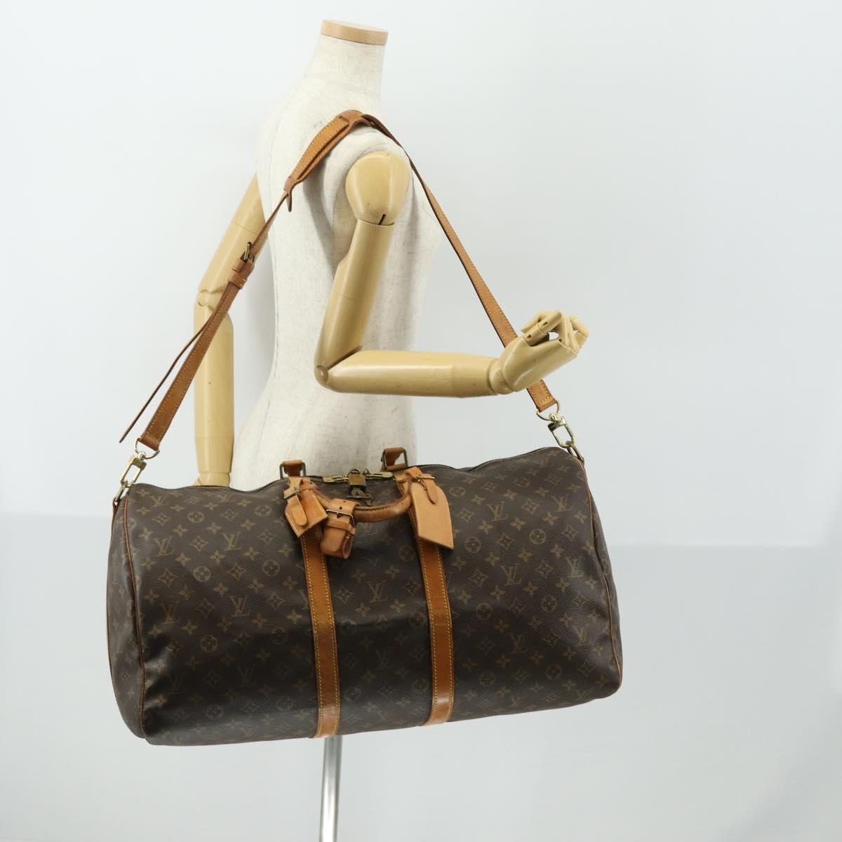 LOUIS VUITTON Monogram Keepall Bandouliere 55 Boston Bag M41414 LV Auth 163242