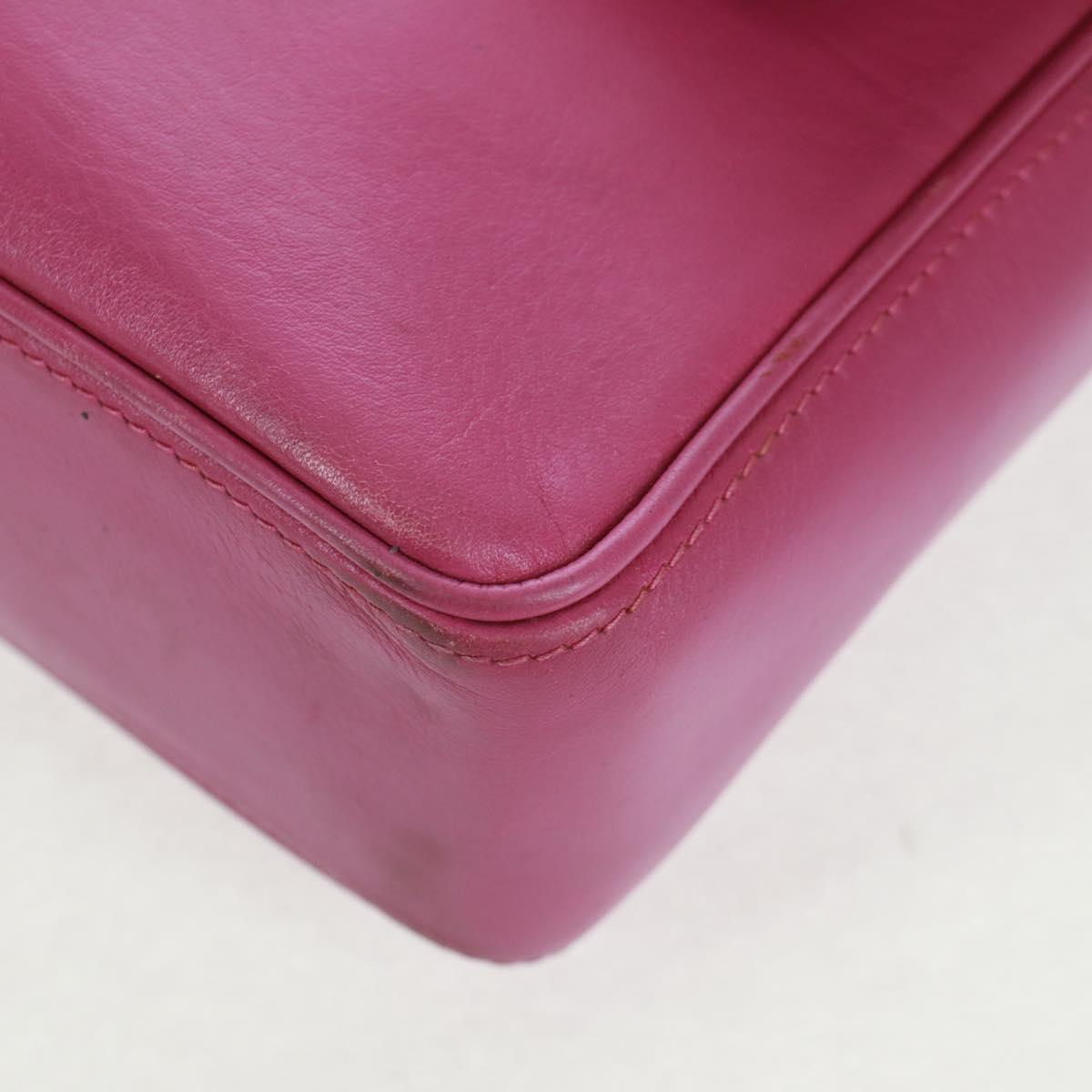 CELINE Circle Shoulder Bag Leather Pink Gold Auth 163248V
