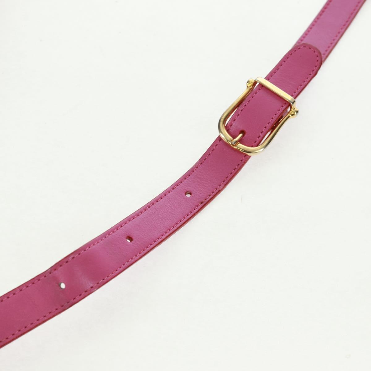 CELINE Circle Shoulder Bag Leather Pink Gold Auth 163248V