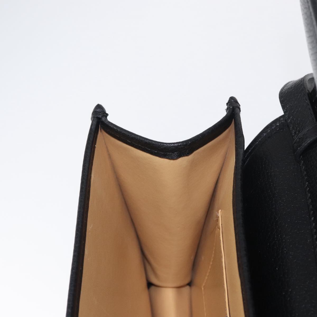 CELINE Medallion Chain Shoulder Bag Leather Black Gold Auth 163249