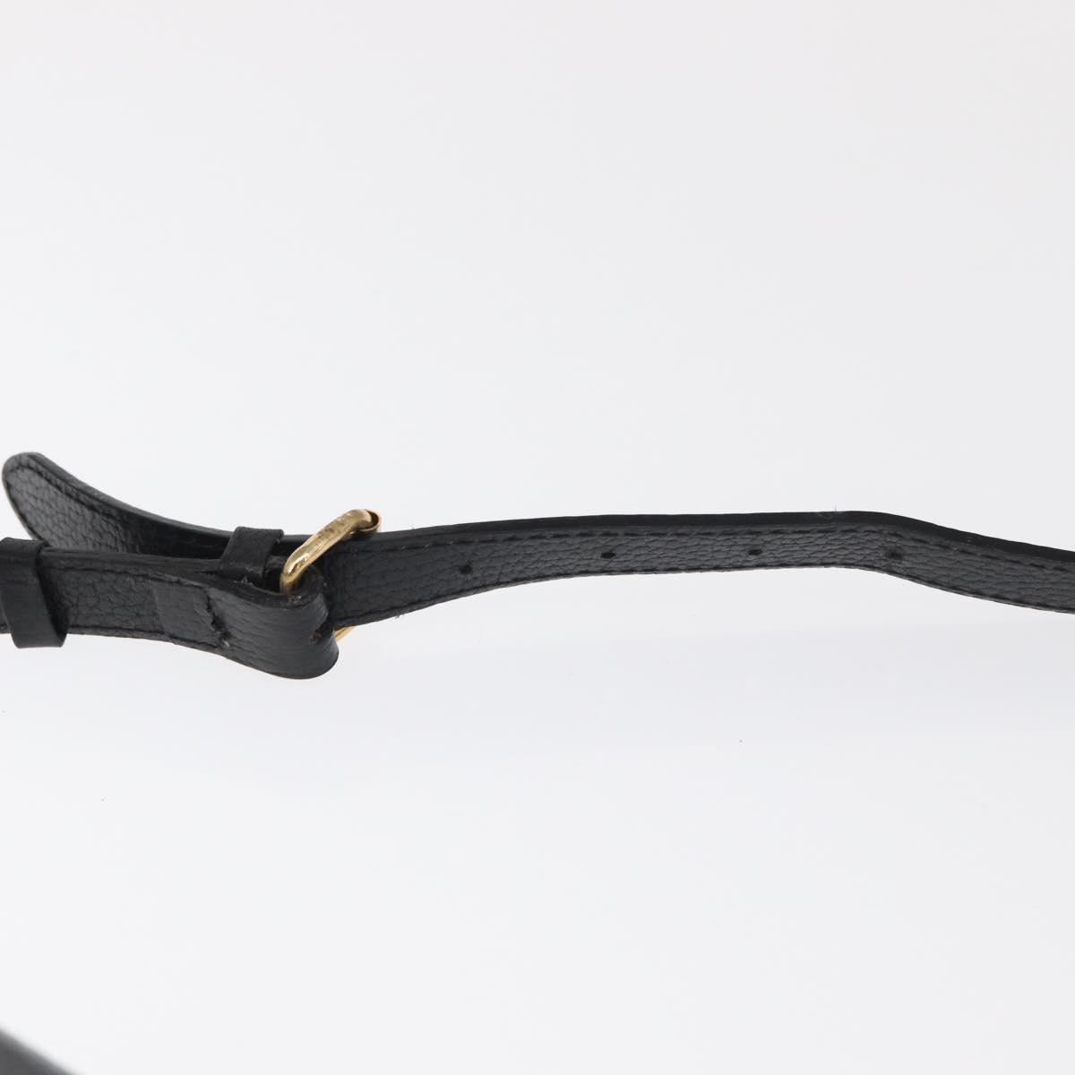 CELINE Medallion Chain Shoulder Bag Leather Black Gold Auth 163249