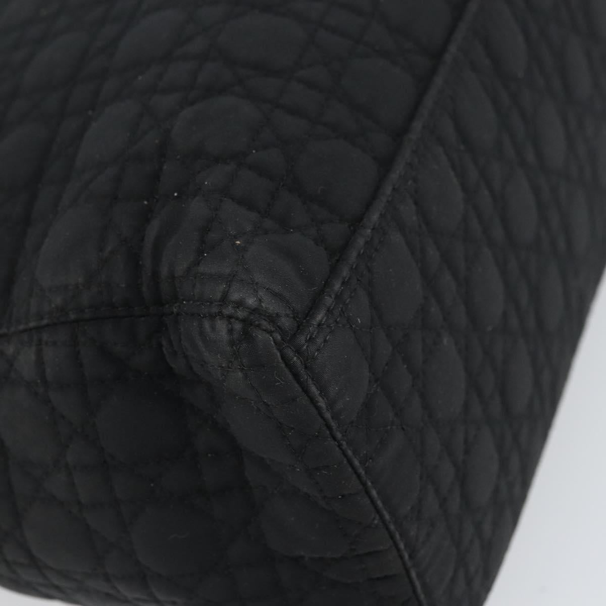 Christian Dior Lady Dior Canage Hand Bag Nylon Black Gold Auth 163252