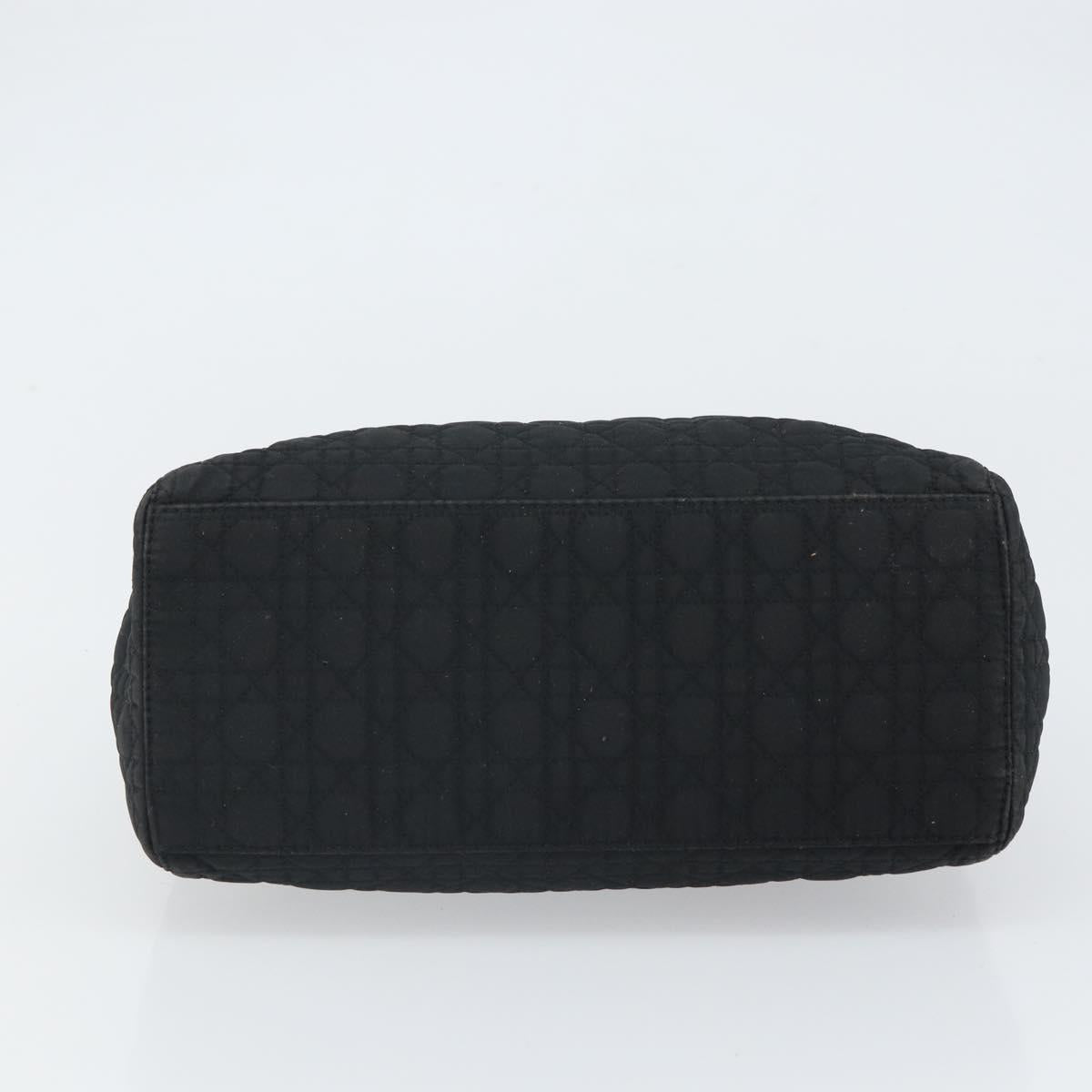 Christian Dior Lady Dior Canage Hand Bag Nylon Black Gold Auth 163252