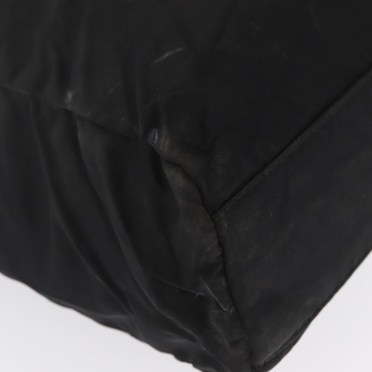 PRADA Hand Bag Nylon Black Silver Auth 163254