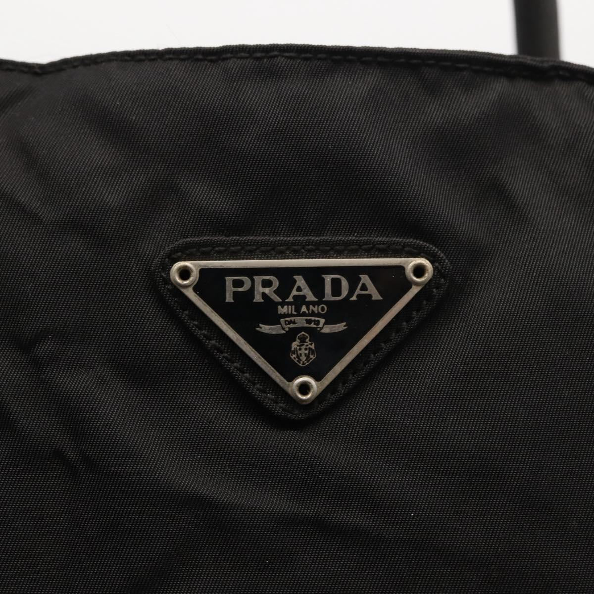 PRADA Hand Bag Nylon Black Silver Auth 163254