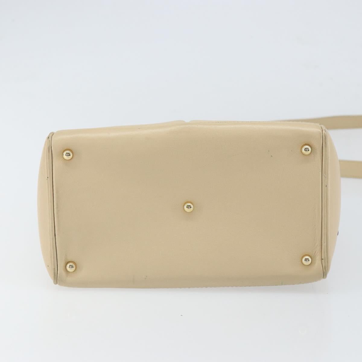 GUCCI Bamboo Hand Bag Leather 2way Ivory Gold 000 1364 0316 Auth 163255