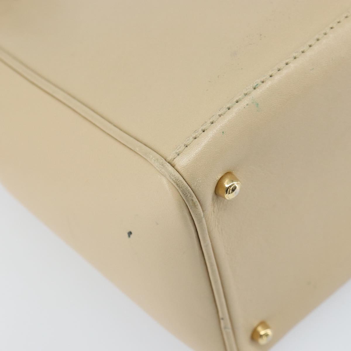 GUCCI Bamboo Hand Bag Leather 2way Ivory Gold 000 1364 0316 Auth 163255