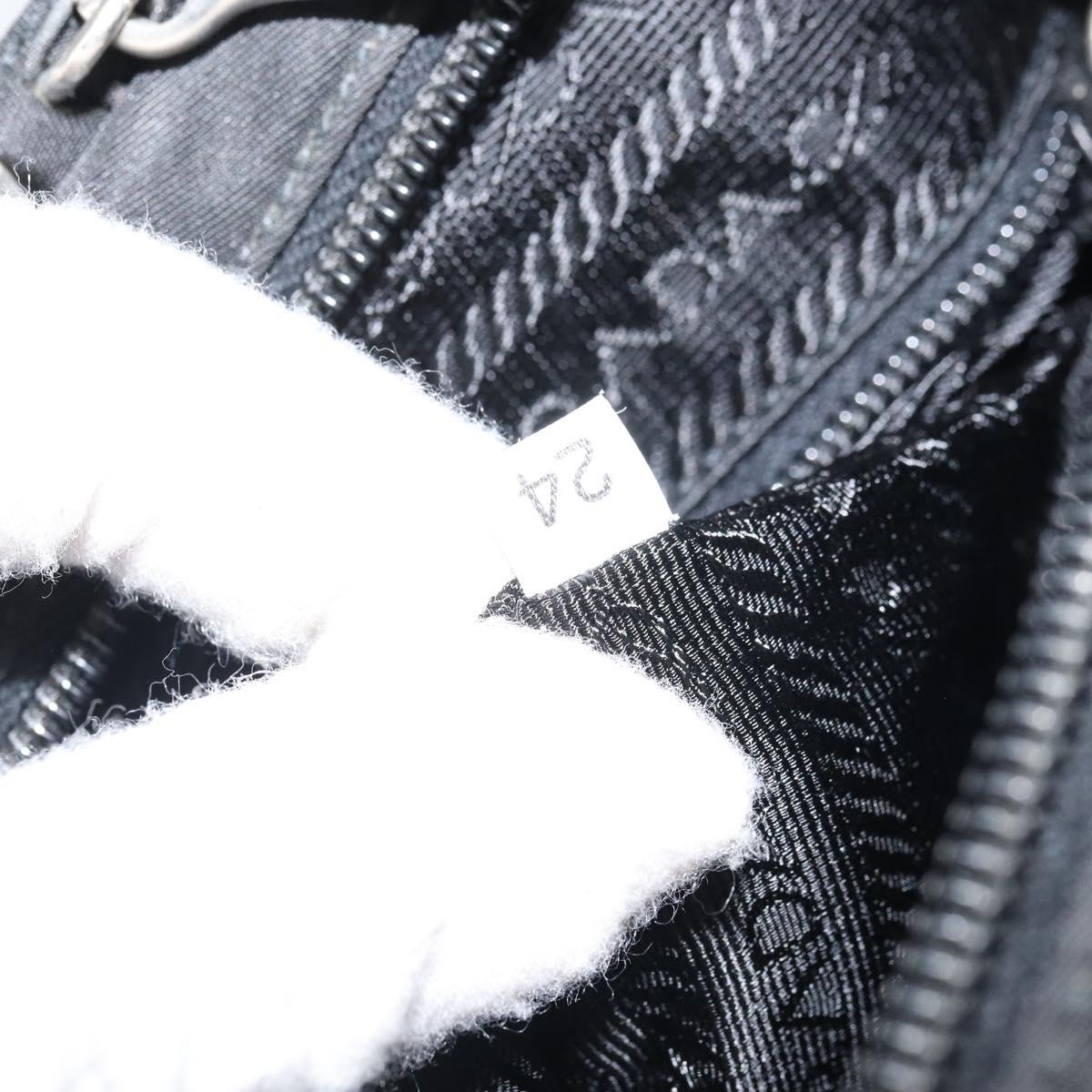 PRADA Hand Bag Nylon 2way Black Silver Auth 163263