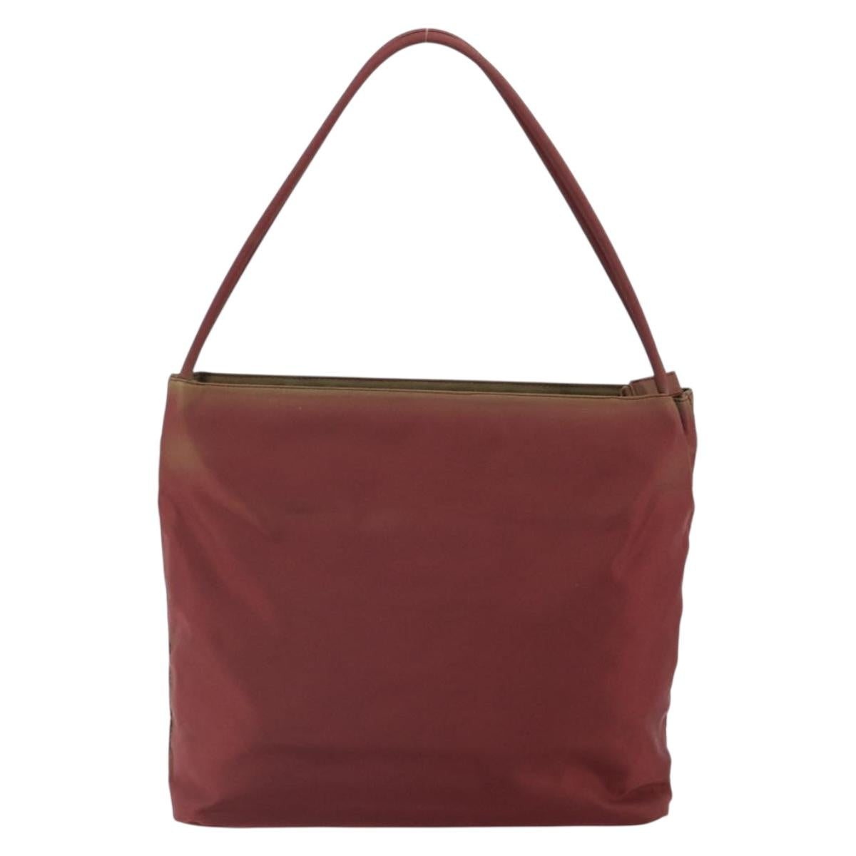 PRADA Tote Bag Nylon Bordeaux Silver Auth 163266