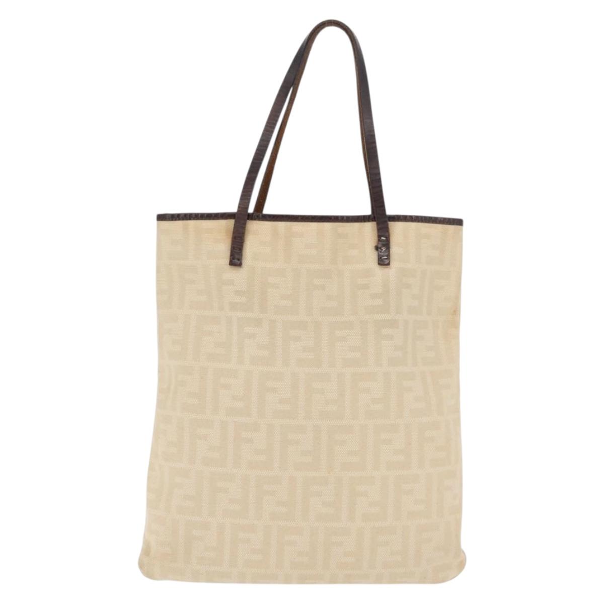 FENDI Zucca Canvas Tote Bag Ivory Auth 163267